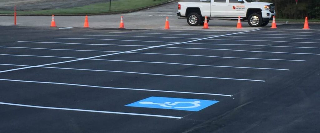 parking lot with freshly painted striping